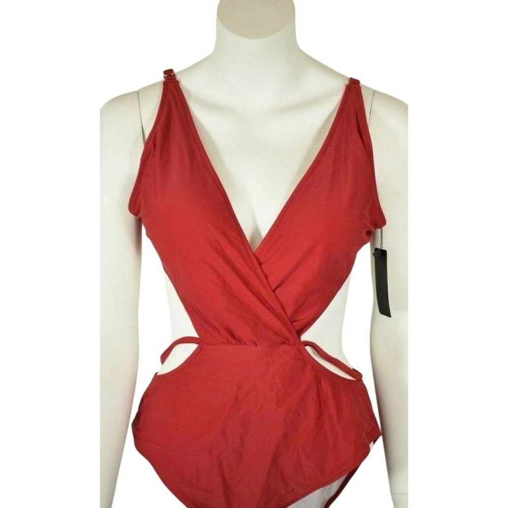 Tempt Me Women Halter One Piece Swimsuit Surplice Neckline High Waisted Monokini